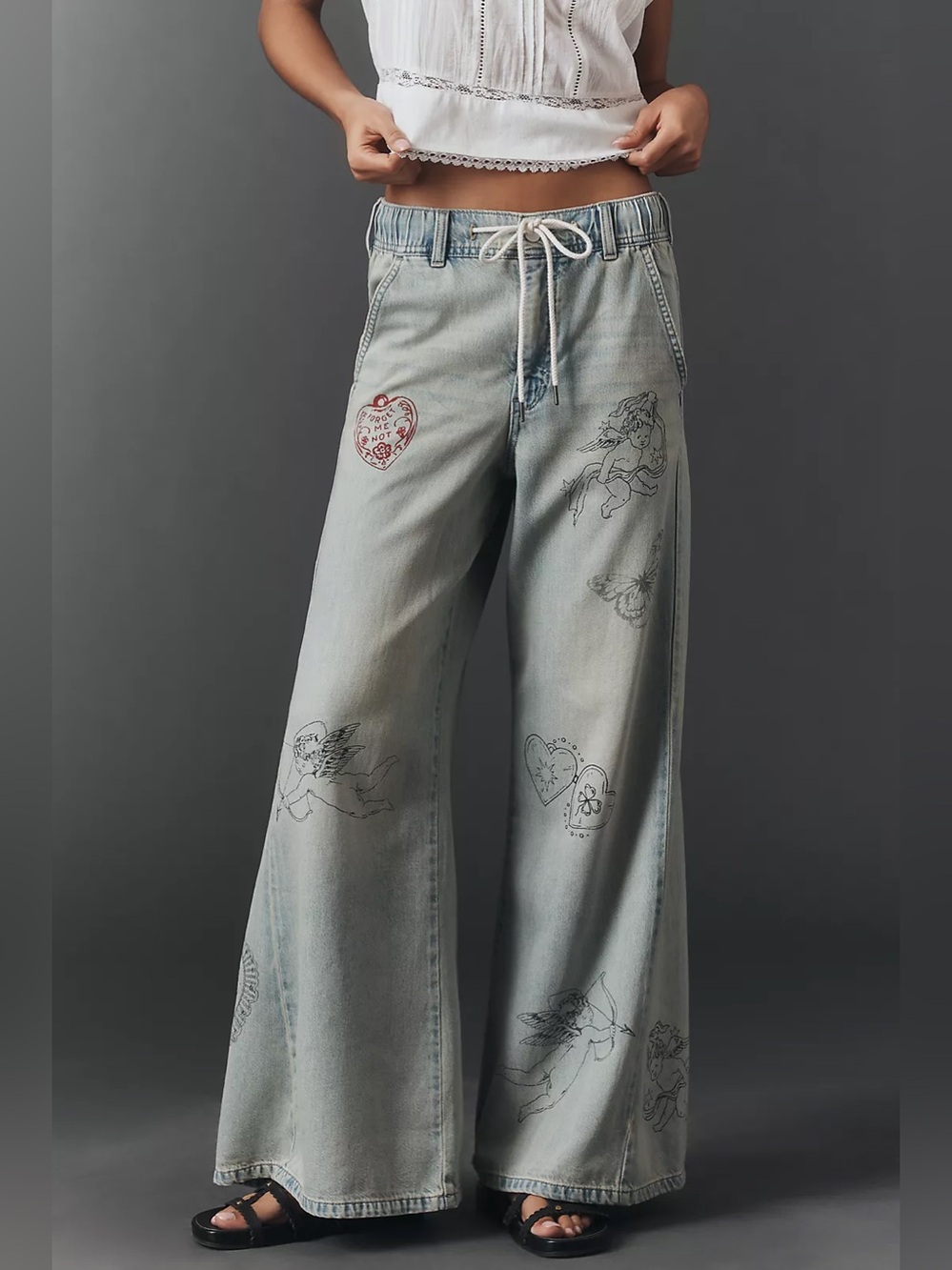 Anthropology The Adi Mid-Risr Embellished Jeans by Pilcro